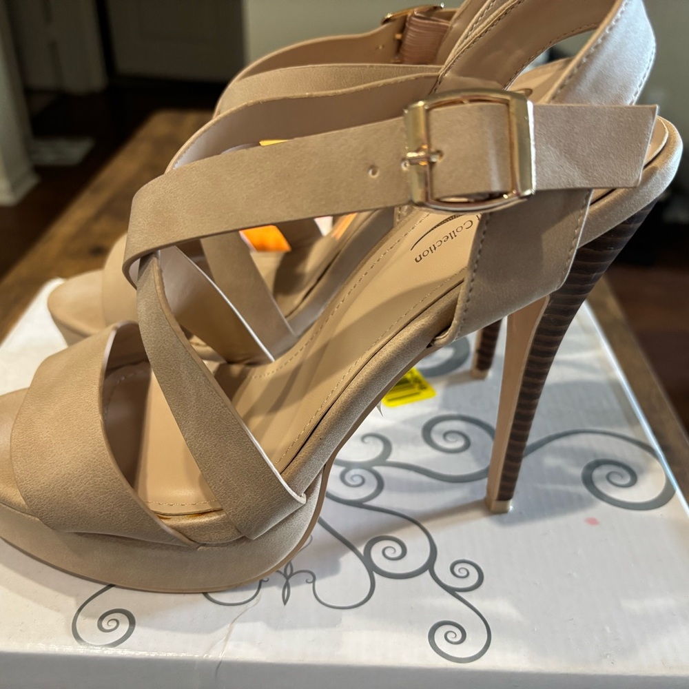 Fashion Nova Tan Strappy Heels